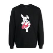 'Rabbit' Print Cotton Sweatshirt Navy