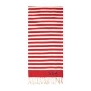 Rød Stribet Strandhåndklæde