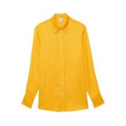 Gul Satin Skjorte med Buttercup Design