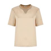 Beige Silke Bomuld T-shirt med Lurex