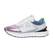 Blå og Pink Læder Sneakers