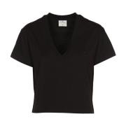 Sort V-hals Cropped T-shirt