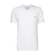 Basis 100% bomuld T-shirt - Hvid, Slim Fit, V-hals