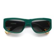 Grønne ovale solbriller med grå linse