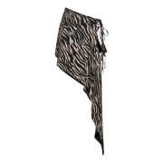 Zebra Print Asymmetrisk Nederdel med Slids