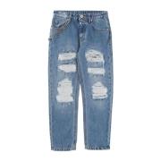 Jeans med slidte effekt og bæltestropper