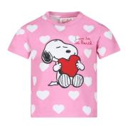 Rosa Snoopy Hjerter T-Shirt