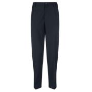 Midnight Blue Wool Blend Tailored Trousers