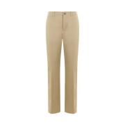 Beige Straight Leg Cotton Drill Bukser