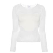 Hvid Strikket Panel Sweater