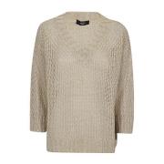 Ivory Linen V-Neck Sweater