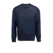 Blå Sweater med Ribbede Detaljer