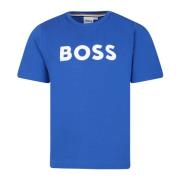Blå Bomulds T-Shirt Korte Ærmer