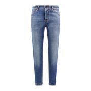 Blå Jeans med knaplukning