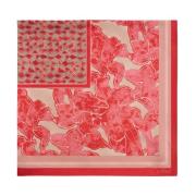 Silketørklæde med blomster- og geometriske mønstre