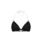 Triangel Bikini Top med Guld Knapper