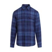Indigo Blue Tartan Linen Shirt