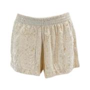 Ivory Velvet Shorts Regular Fit
