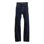 Marineblå Straight Denim Jeans