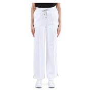 Sporty Wide Leg Embroidered Logo Pants