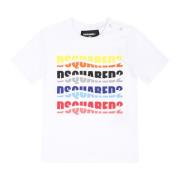 Multifarvet Logo Print Bomuld T-shirt