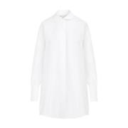 Hvid Bomuld Mini Skjortekjole