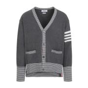 Grå V-hals Cardigan Sweater