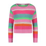 Farverig Stripe PU Pullover