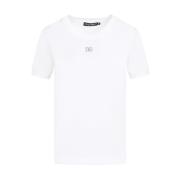 Hvid Bomulds T-shirt med Krystal Monogram