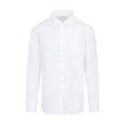 Hvid Bomuldsskjorte med Bølget Mønster
