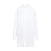 Hvid Bomuldsskjorte med Spids Krave