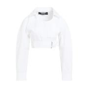 Hvid Bomuldsskjorte med Bælte