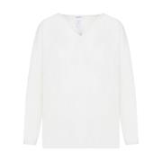 Hvid Cashmere V-Hals Sweater