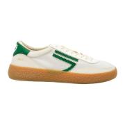 Hvide Stof Sneakers med Grønne Detaljer