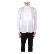 Hvid Skjorte med Knapper og Plisserede Detaljer