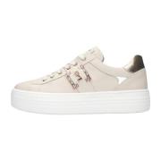 Beige Lave Sneakers med Guld Accenter