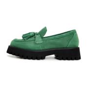 Grønne Platform Loafers med Tassel Detaljer