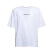 Hvid T-shirt med Sort Logo Broderi