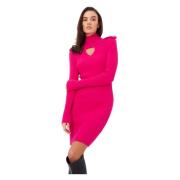 Elegant Strikket Kjole - Fuchsia