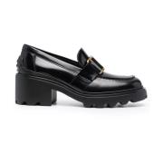 Sorte elegante lukkede midt hæl loafers