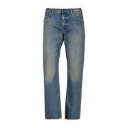 Blå Vasket Denim Straight Cut Jeans