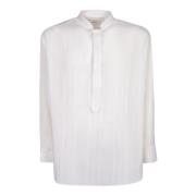 Hvid Tunika Stil Bomuld Skjorte