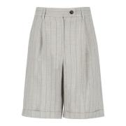 Stribet Linen Blend Bermuda Shorts