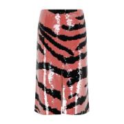 Tiger Print Sequin Nederdel Multifarvet