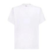 Hvid Bomulds T-shirt med Logo Detalje