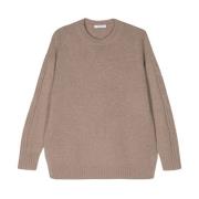 Almond Beige Cashmere Crew Neck Sweater