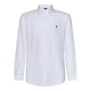 Hvid Stribet Seersucker Bomuldsskjorte