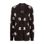 Monogram Uld Cardigan Brun Sweater