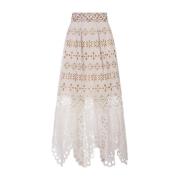 Hvid Sangallo Blonde Flare Midi Nederdel