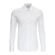 Klassisk Hvid Bomuldsskjorte med Frontdetalje